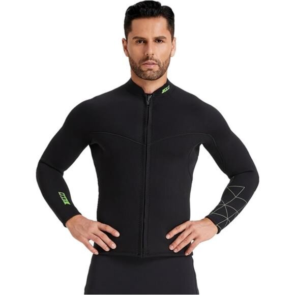 Wetsuit Top Men&Women 3mm Neoprene Wetsuits Jacket,Front Zipper Long - Picture 3 of 7